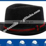 100% cotton jacquard fabric fedora hat with stripe ribbon