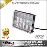 4x6in 45W Sealed Beam Led Headlight Dual Beam Light With H4 Plug for Dodge GMC Lincoln Maserati With Out Mounting Brackets thumbnail-2