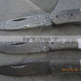 A SCENIC RAM HORN HANDLE, HANDMADE DAMASCUS STEEL LINER LOCK FOLDING KNIFE thumbnail-4