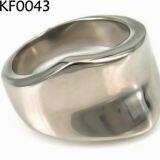 Mens Black Smooth Titanium Stainless Steel Biker Ring Silver thumbnail-2