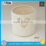 Heart Shaped Cut Out White Ceramic Candle Tealight Holder thumbnail-1