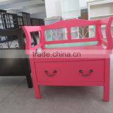 Shabby Large Wooden Stool for 3 People thumbnail-6