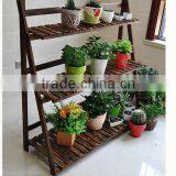 Carbonized Antiseptic Balcony Multi-storey Wooden Flower Display Shelf thumbnail-3