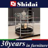 Round Buffet Kitchen Dining Serving Cart Black Stainless Steel Bottle Glass Holders Tray N6403 thumbnail-1