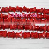 Wholesale 10*13mm Bone Shape Red Coral Loose Strands.the Price is per Kg. thumbnail-1