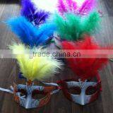 Party Mask With Cloth Feather Rhinestone Decoration Accessory