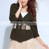 2015 Ladies Quality Coat Army Green Woman Wholesale Factory Latest Design Coat thumbnail-1