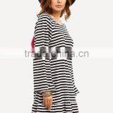 Women Long Sleeve Striped Casual Beach Dress Latest Design Model Photos Without Dress thumbnail-4