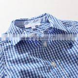 Bulk Baby Boys Girls t Shirts Blue Grid Long Sleeve Cotton Shirts for 3-12 Years thumbnail-3