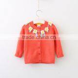 Cheap Price Kids Wear Cardigan Girls Orange Color Knitted Sweaters With Hook thumbnail-1