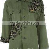 100% Cotton Women Military Olive Green Jacket Customized thumbnail-4