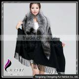 CX-B-P-53A Excellent Quality Cashmere Pashmina With Fur Shawl thumbnail-2