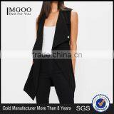 MGOO 100 Cotton Custom Made Tie Waist Sleeveless Blazers Cardigan Slim Fitting Jackets Waterfall Blazers thumbnail-1