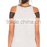 MGOO Hot Sale Women Sportswear Mesh Tank Top Women Contrast Mesh Sport Top With Shoulder Cuffs thumbnail-3