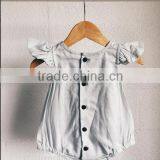 Wholesale Boutique Summer Baby Clothes Flutter Sleeve Stripes Linen Romper thumbnail-2
