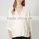 Sexy v Neck Maternity Fashion Blouses Maternity Wear With Front Pocket thumbnail-1