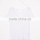 Relaxed Fit V-neck Soft-touch Blank T-shirt Knitted Women t Shirt thumbnail-4