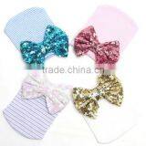 Big Sequin Bow New Born Baby Knitting Hats, Bow Knitted Beanie Hat thumbnail-2