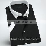 Slim black color short sleeve ,small collar cotton men shirts