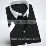 Slim Black Color Short Sleeve ,small Collar Cotton Men Shirts thumbnail-1