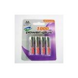 NiCd rechargeable battery AA 1000mAh,1.2V with Blister card