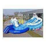 0.9mm PVC Tarpaulin Blue Inflatable Water Parks For Kids With Swimming Pool thumbnail-1
