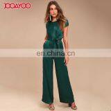 Dongguan Suppliers European Style Short Sleeve Satin Wide-leg Black Long Women One Piece Jumpsuit thumbnail-1