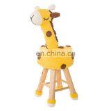 Yarncrafts Stuffed Animal Handmade Yellow Giraffe Crocheted Kids Wooden Step Stool