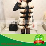 Women Beauty Outlook Natural Raccoon Dog Fur & Rabbit Pelt Leather Vest