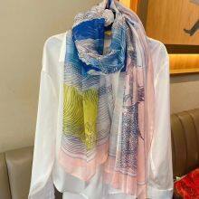 Prevent Bask Scarves Moire Sunscreen Silk Paintings Scarf Flowers Beach Scaves High Quality thumbnail-5
