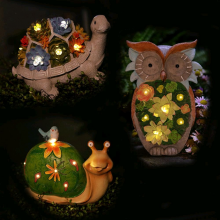 Hot Sale Resin Owl Garden Solar Statue Home Outdoor Lawn Yard Garden Decor Crafts Animal Garden Solar Lamps