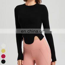 Wholesale Fashion Slim High Quality Running T-shirt Workout Wear Fitness Shirt Sports Tops Women Long Sleeve Yoga T Shirt thumbnail-5