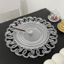 New Arrival Vintage Clear Round Plastic Charger Plates Acrylic Dinner Dishes For Wedding thumbnail-2