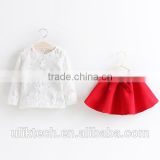 wholesale children clothes cabinet boutique chiffon skirt with white lace tshirt set goods for children clothes