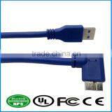 USB3.0 AM-MicroB Superspeed Connecting Line High Speed Datacable Standard 9 Core Datawire 90 Degree Right Angle thumbnail-1