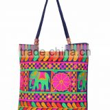 Elephant Embroidered Cotton Fabric Bag