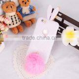 Soft TPU Genuiue Rabbit Colorfull Fluffy Fur Tail Ball Phone Case Lxuxry Phone Case for Iphone and for Samsung thumbnail-5