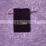 Soft Black Velvet Drawstring Carry Gift Bag Silver Lining 6.5" x 8" thumbnail-5