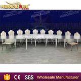 Hotel Luxury Dining Banquet Table , Golden Metal Frame White Dining Table