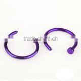 NR9107 Hot Sale Medical purple Nose Hoop Nose Rings Body Piercing Jewelry 7 Colors Body Jewelry