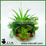 Hot Artificial Mixed Potted Plants Arangement in Concrete Barrel Pot thumbnail-3