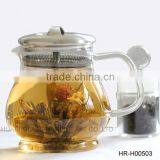 Borosilicate glass tea pot with stainless steel strainer Custom professional heat resistant flower tea water