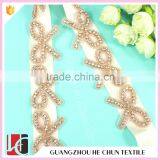 HC-15-1 Hechun Fancy Bow Shape Decorative Gold Beaded Trim for Women Dresses