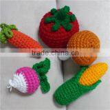 beet, corn, radish, tomato, carrot set of 5 Crochet Baby Rattles Veggies