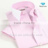 latest brand OEM design organic cotton pink harmonia collar short sleeve new men fashion designer shirt