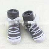 Customized fashion cute baby shoe socks with shoelace,made of cotton soft and breathable