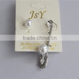 Rhodium stud earrings for women, white pearl with crystal earring sale