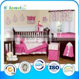 Hot Pink Trim Colorful Circle Girl Crib Bedding Sets