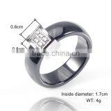 Famous Wholesaler Popular Design Black Stainless Steel Ceramic Micro-setting cz Diamond Noble Finger Ring thumbnail-3