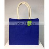 Blue Burlap Beach Shopping Jute Bag bag with cotton handle